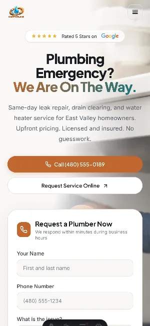Plumbing company website built by Ascend Zap