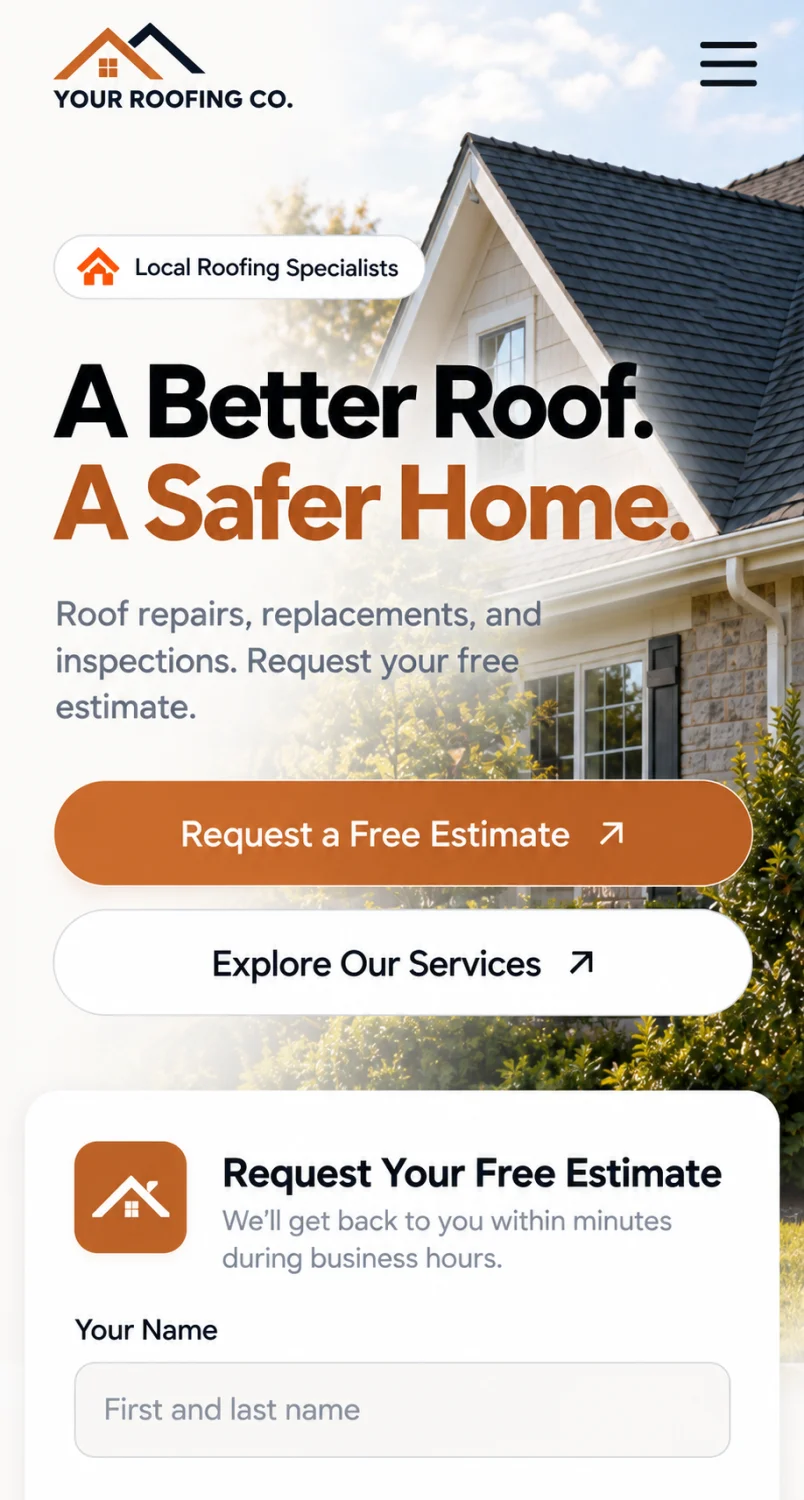 Example roofing project displayed on an iPhone