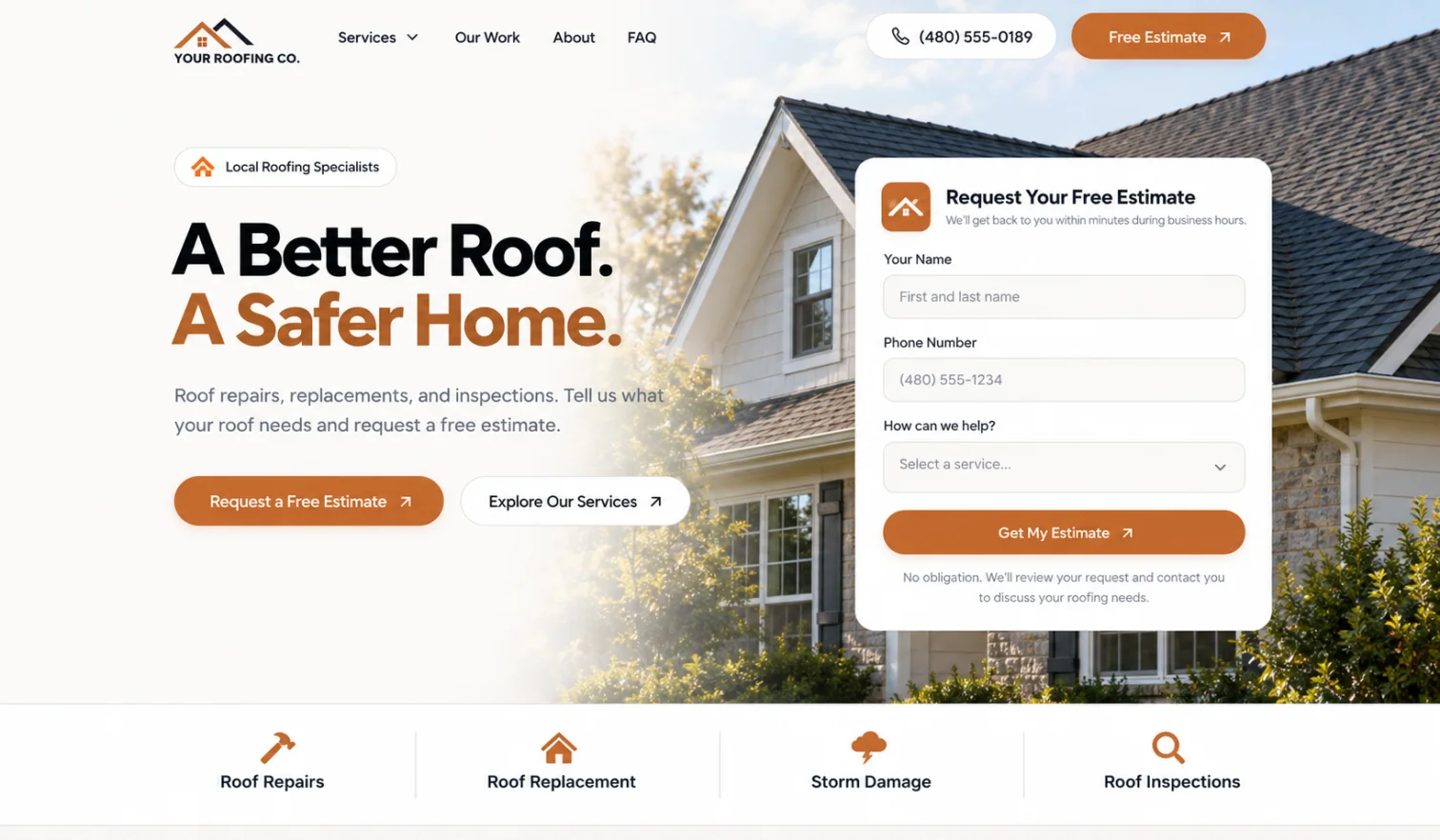 Example roofing project displayed on a MacBook Pro
